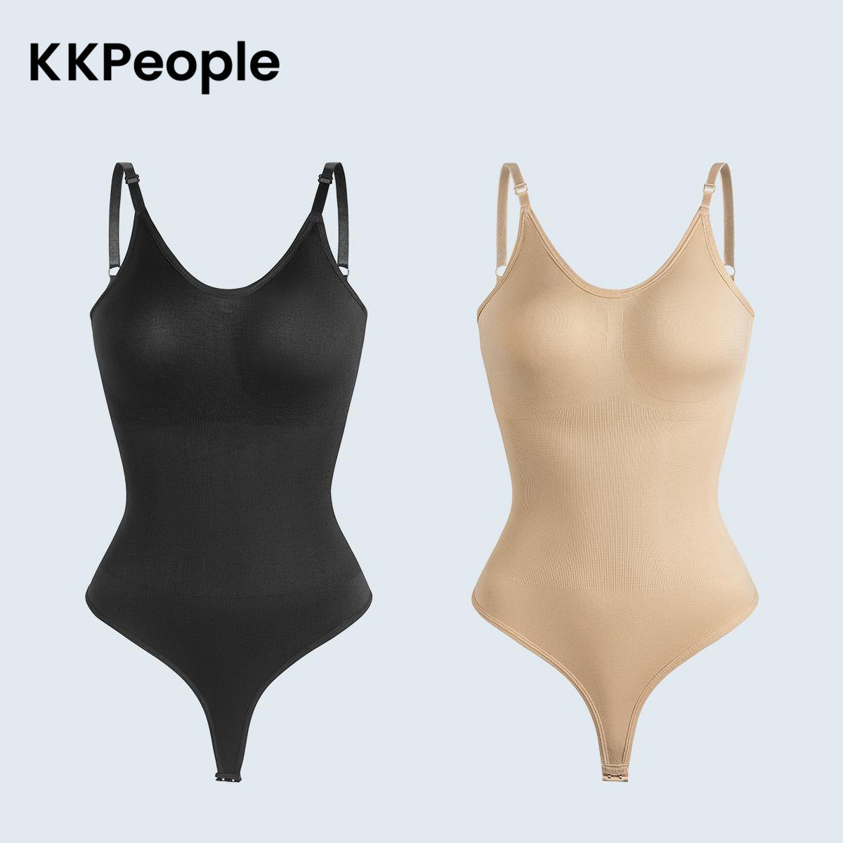 T-Back Sculpting Bodysuit — 2 Pack — Black + Nude